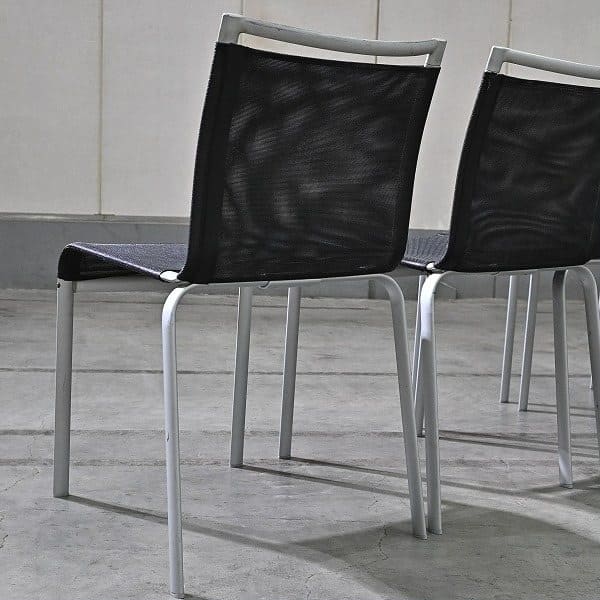 Vintage Stuhl Net Dining Chair von Bontempi Casa Set von 4 stapelbar, Mesh, Schwarz