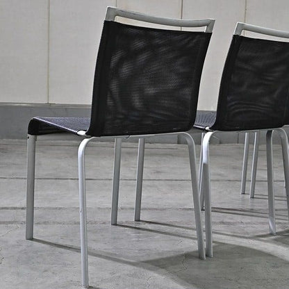 Vintage Stuhl Net Dining Chair von Bontempi Casa Set von 4 stapelbar, Mesh, Schwarz