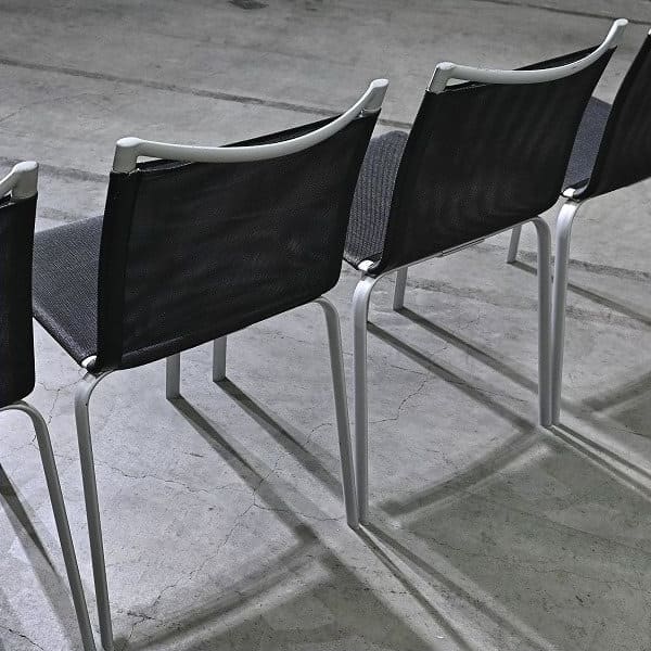 Vintage Stuhl Net Dining Chair von Bontempi Casa Set von 4 stapelbar, Mesh, Schwarz