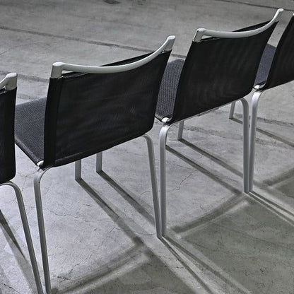 Vintage Stuhl Net Dining Chair von Bontempi Casa Set von 4 stapelbar, Mesh, Schwarz