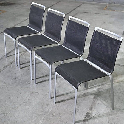 Vintage Stuhl Net Dining Chair von Bontempi Casa Set von 4 stapelbar, Mesh, Schwarz