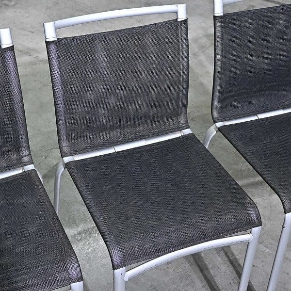 Vintage Stuhl Net Dining Chair von Bontempi Casa Set von 4 stapelbar, Mesh, Schwarz