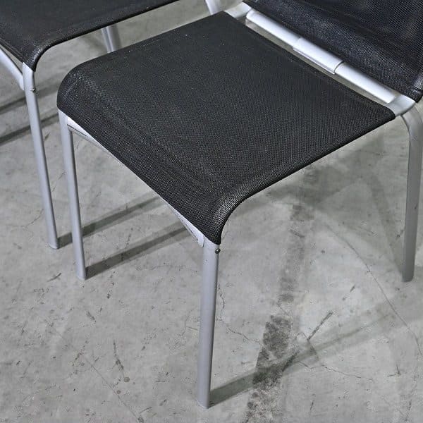 Vintage Stuhl Net Dining Chair von Bontempi Casa Set von 4 stapelbar, Mesh, Schwarz