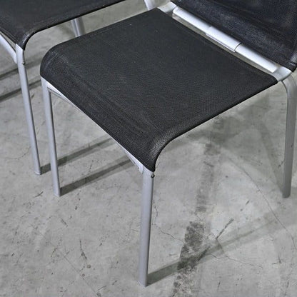 Vintage Stuhl Net Dining Chair von Bontempi Casa Set von 4 stapelbar, Mesh, Schwarz