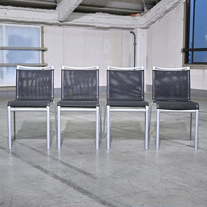 Vintage Stuhl Net Dining Chair von Bontempi Casa Set von 4 stapelbar, Mesh, Schwarz