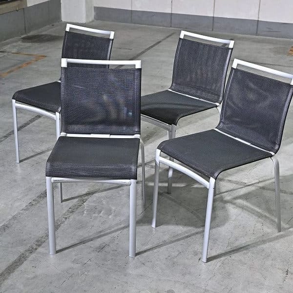 Vintage Stuhl Net Dining Chair von Bontempi Casa Set von 4 stapelbar, Mesh, Schwarz