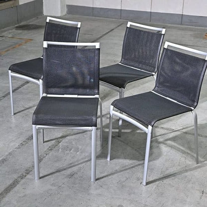 Vintage Stuhl Net Dining Chair von Bontempi Casa Set von 4 stapelbar, Mesh, Schwarz