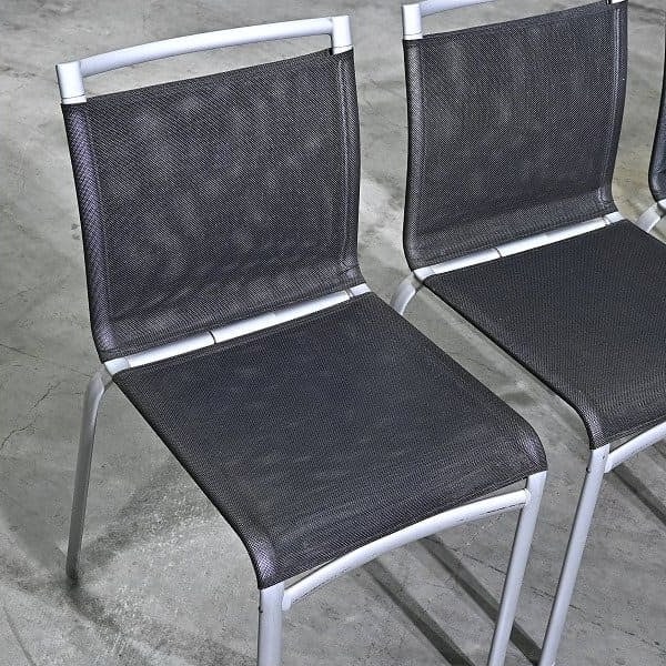 Vintage Stuhl Net Dining Chair von Bontempi Casa Set von 4 stapelbar, Mesh, Schwarz