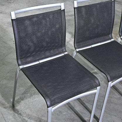Vintage Stuhl Net Dining Chair von Bontempi Casa Set von 4 stapelbar, Mesh, Schwarz