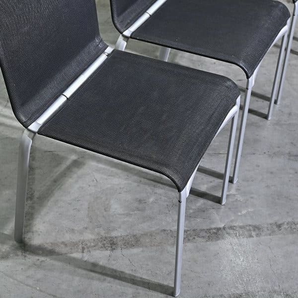 Vintage Stuhl Net Dining Chair von Bontempi Casa Set von 4 stapelbar, Mesh, Schwarz