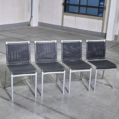 Vintage Stuhl Net Dining Chair von Bontempi Casa Set von 4 stapelbar, Mesh, Schwarz