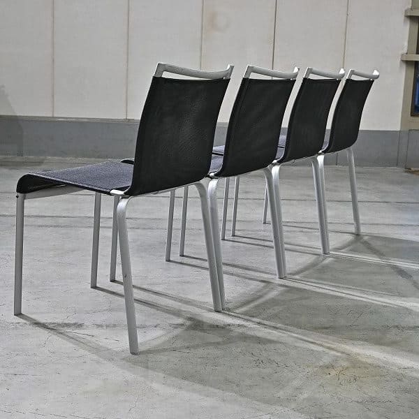 Vintage Stuhl Net Dining Chair von Bontempi Casa Set von 4 stapelbar, Mesh, Schwarz