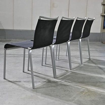 Vintage Stuhl Net Dining Chair von Bontempi Casa Set von 4 stapelbar, Mesh, Schwarz