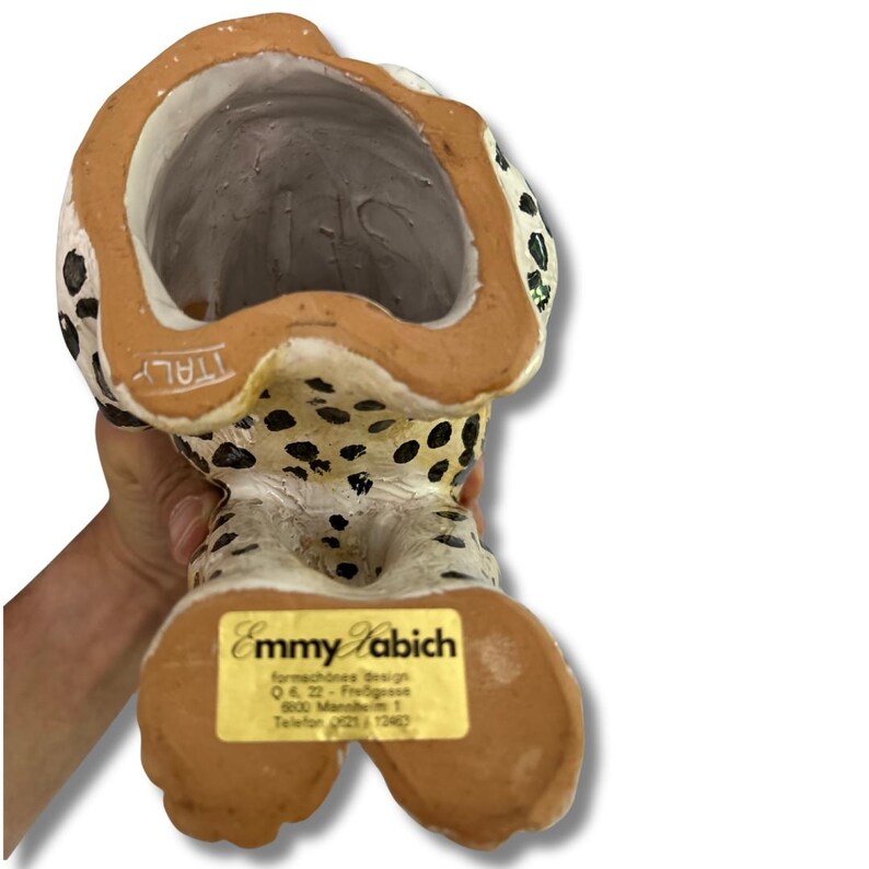 Vintage Terracotta Baby-Leopard handbemalt aus Italien 1970er