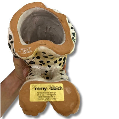 Vintage Terracotta Baby-Leopard handbemalt aus Italien 1970er