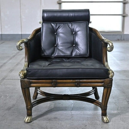 Vintage Loungechair von Maitland-Smith mit Messing-Applikationen