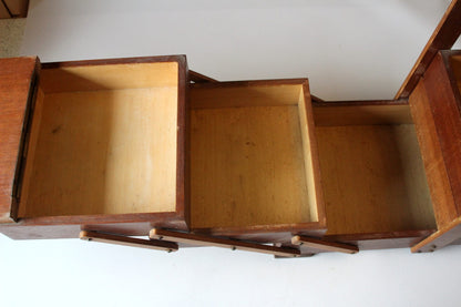 Vintage Nähkasten Truhe aus Holz und Metall, Art Deco 1930er