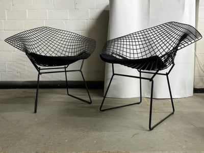 Ensemble vintage de 2 chaises Diamond 421 de Harry Bertoia pour Knoll International noir