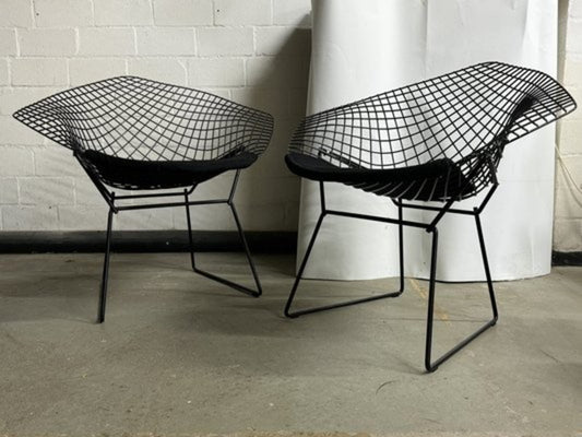 Vintage Set von 2 Diamond Chair 421 von Harry Bertoia für Knoll International schwarz