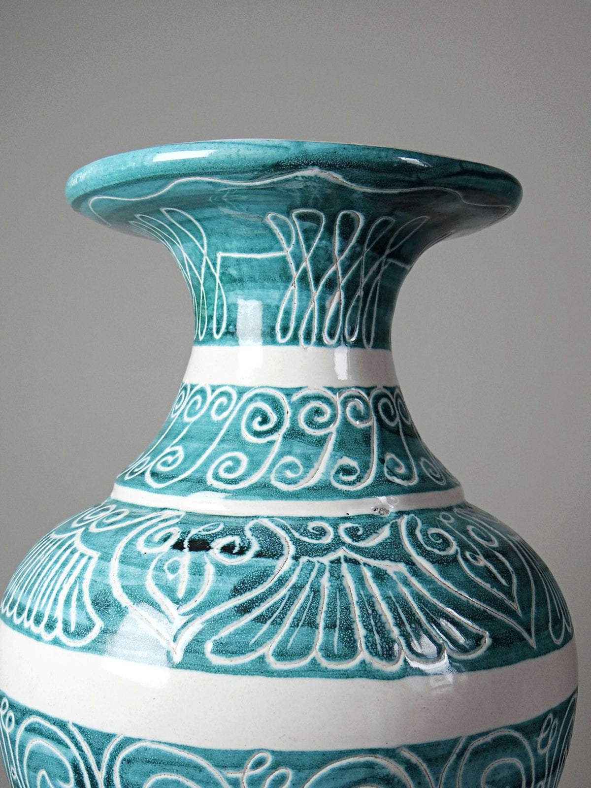 Vintage Vase Balusterform aus Keramik in Türkis