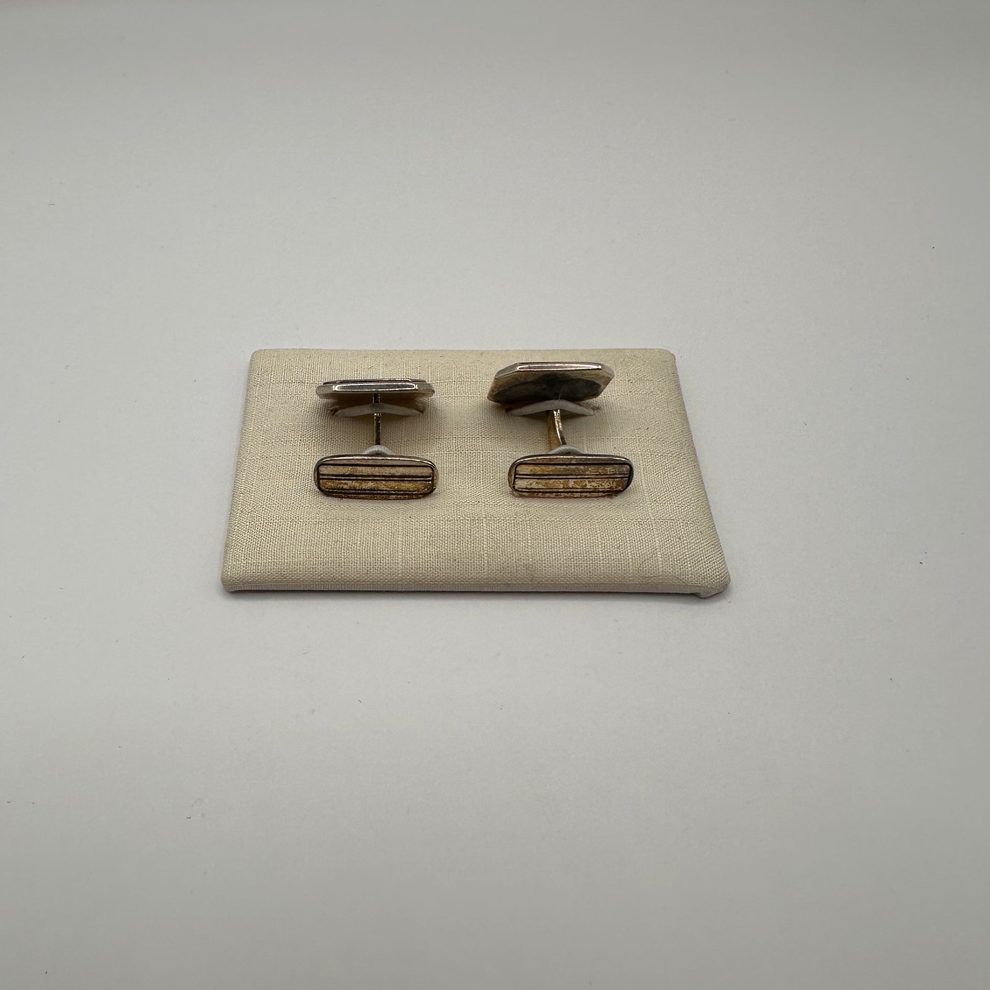 Vintage Manschettenknopf mit Perlmutt-Inlay aus 925er Silber