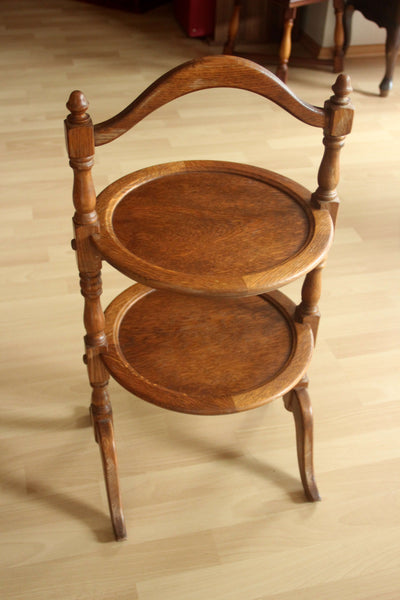 Vintage Oak Étagère Side Table, 1940s