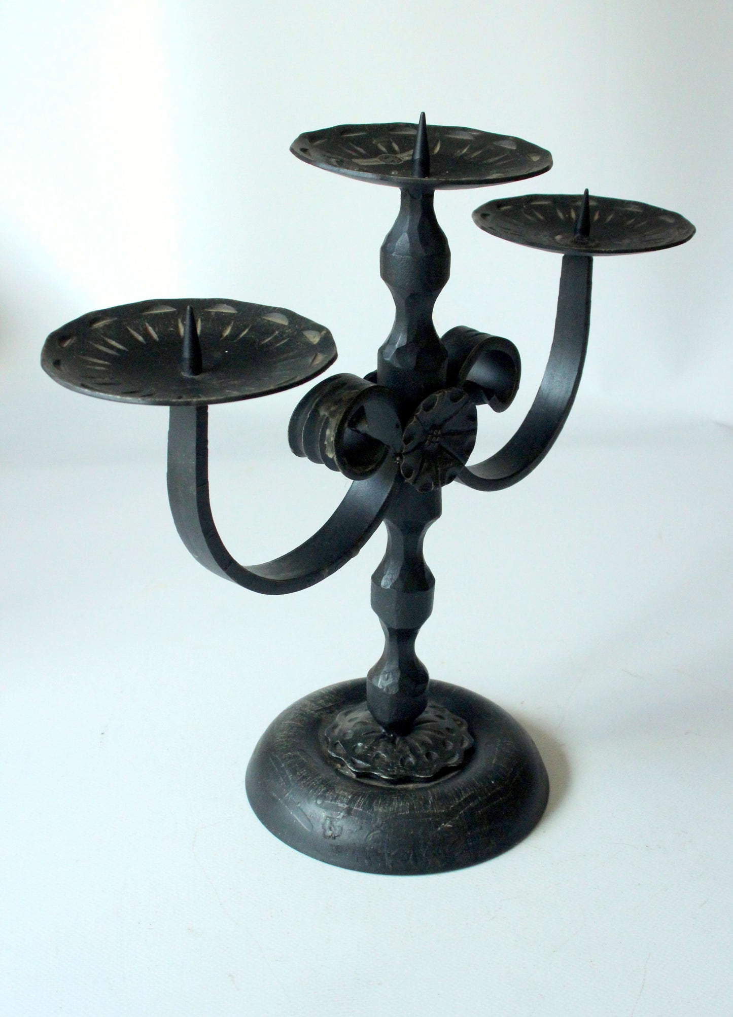 Vintage Kerzenleuchter 3-armig Schmiedeeisen von Heibi