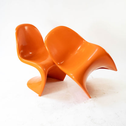 Vintage Stuhl "S-Chair" Set von 2 von Verner Panton für Vitra orange