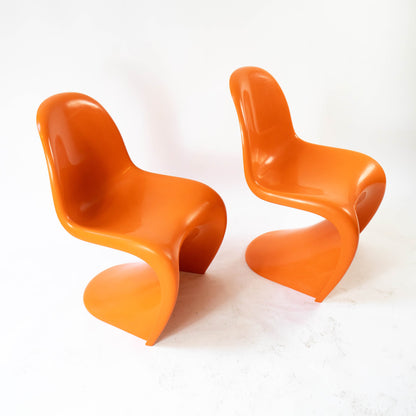 Vintage Stuhl "S-Chair" Set von 2 von Verner Panton für Vitra orange