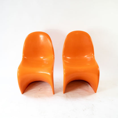 Vintage Stuhl "S-Chair" Set von 2 von Verner Panton für Vitra orange