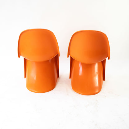 Vintage Stuhl "S-Chair" Set von 2 von Verner Panton für Vitra orange