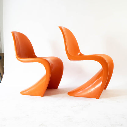 Vintage Stuhl "S-Chair" Set von 2 von Verner Panton für Vitra orange