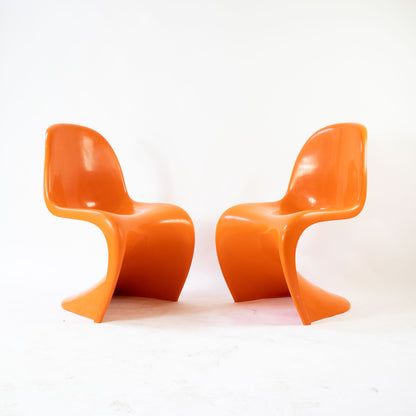 Vintage Stuhl "S-Chair" Set von 2 von Verner Panton für Vitra orange