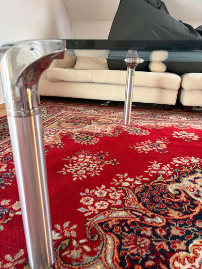 Vintage Couchtisch aus Glas und Chrom, Space Age