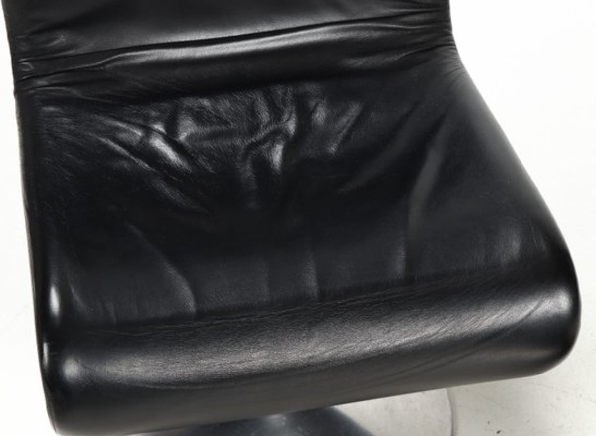 Vintage Set von 2 Stuhl 1-2-3 von Verner Panton für Fritz Hansen Schwarz Leder