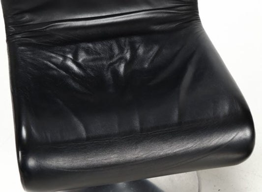 Vintage Set von 2 Stuhl 1-2-3 von Verner Panton für Fritz Hansen Schwarz Leder