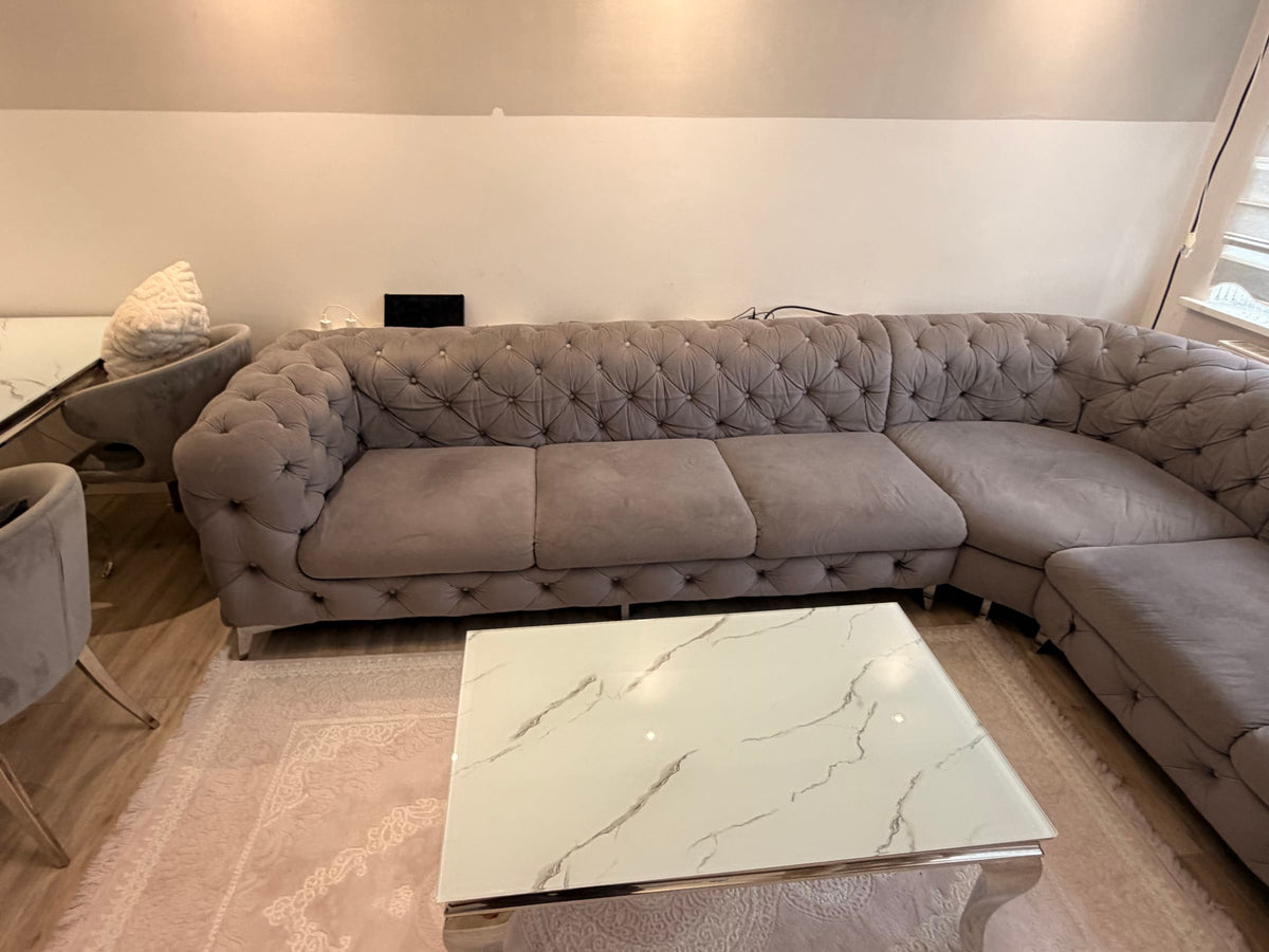 Chesterfield Ecksofa L-Form aus Samt