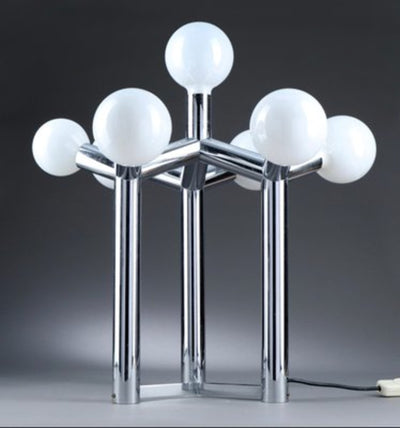 Vintage table lamp by JT Kalmar for Kalmar in chrome and white glass