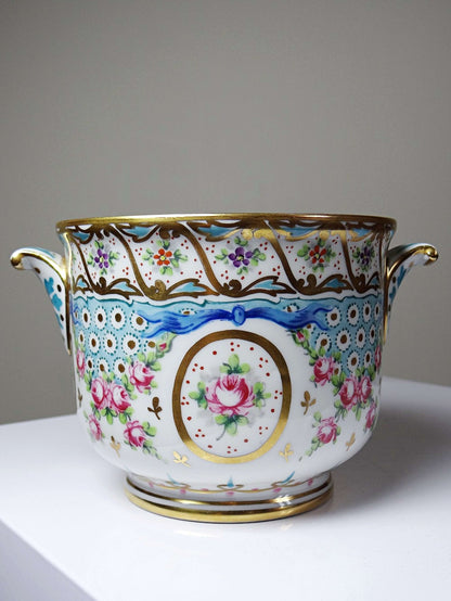 Vintage Porzellan-Übertopf von M. Carpezat Limoges, handbemalt, Art Nouveau
