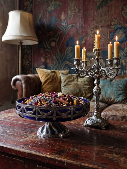 Vintage Schale aus Kobaltglas und versilbertem Metall, Louis XVI Stil, circa 1900-1920