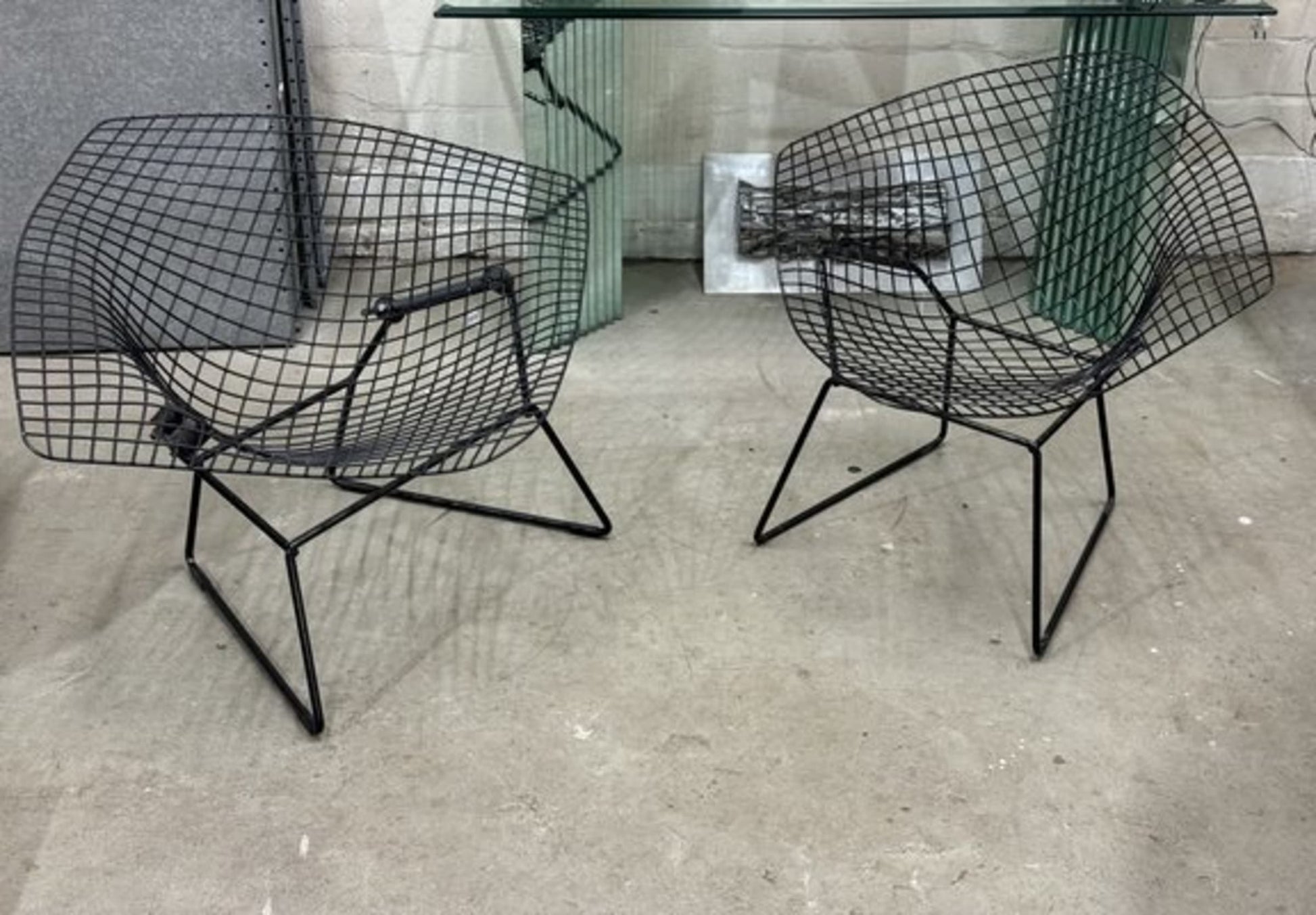 Vintage Set von 2 Diamond Chair von Harry Bertoia für Knoll International schwarz