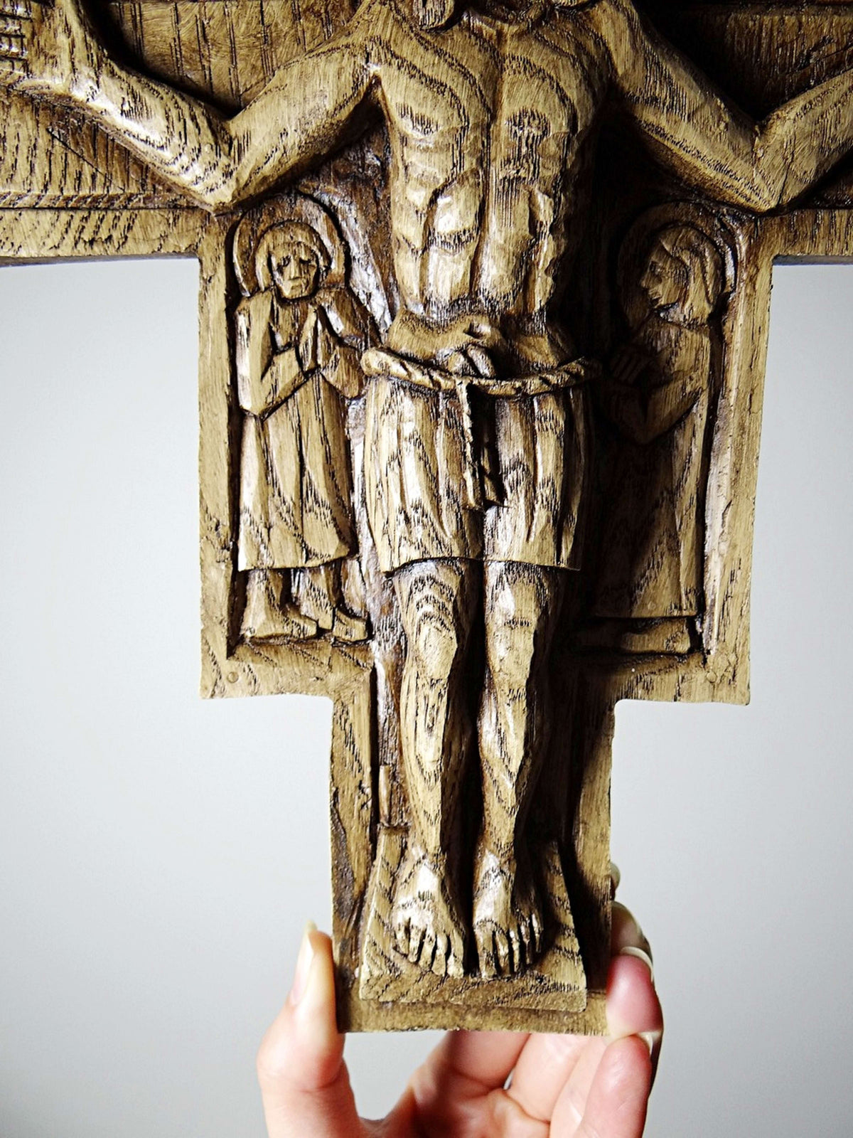 Vintage Wandkreuz "San Damiano" aus geschnitztem Holz