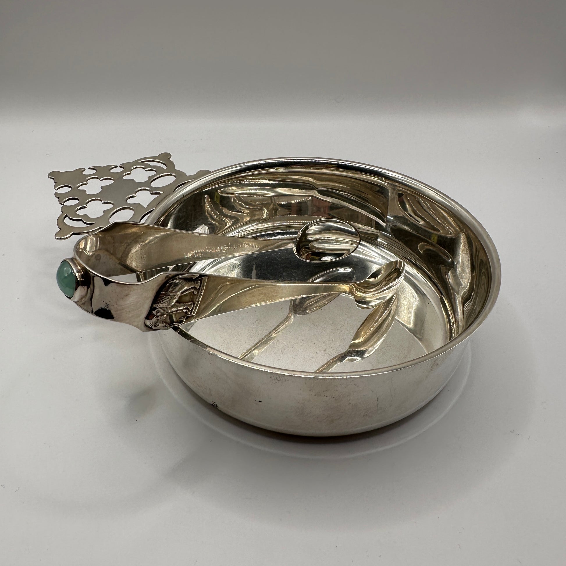 Vintage Set von 3 Cartier Schale, Untersetzer und Elefanten-Löffelzange von Cartier