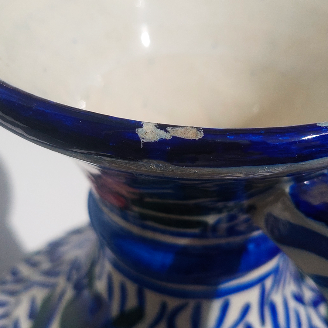 Vintage Vase Matisse Blue White Pink Floral Motifs