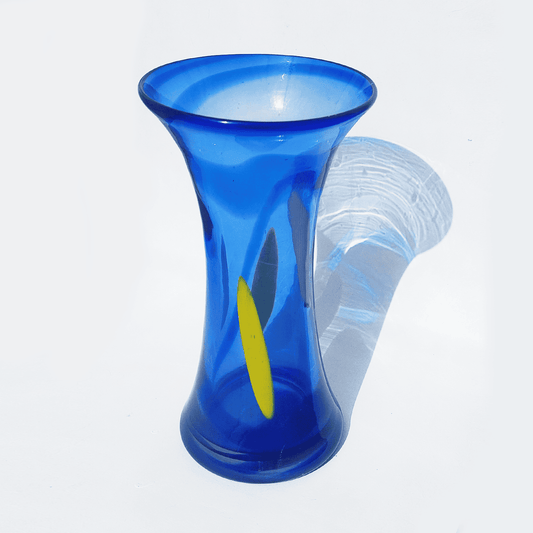 Vintage Vase Tam Tam Blau Gelb Weiß