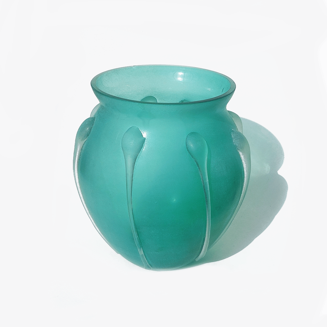 Vintage Vase Pâte de Verre Türkis
