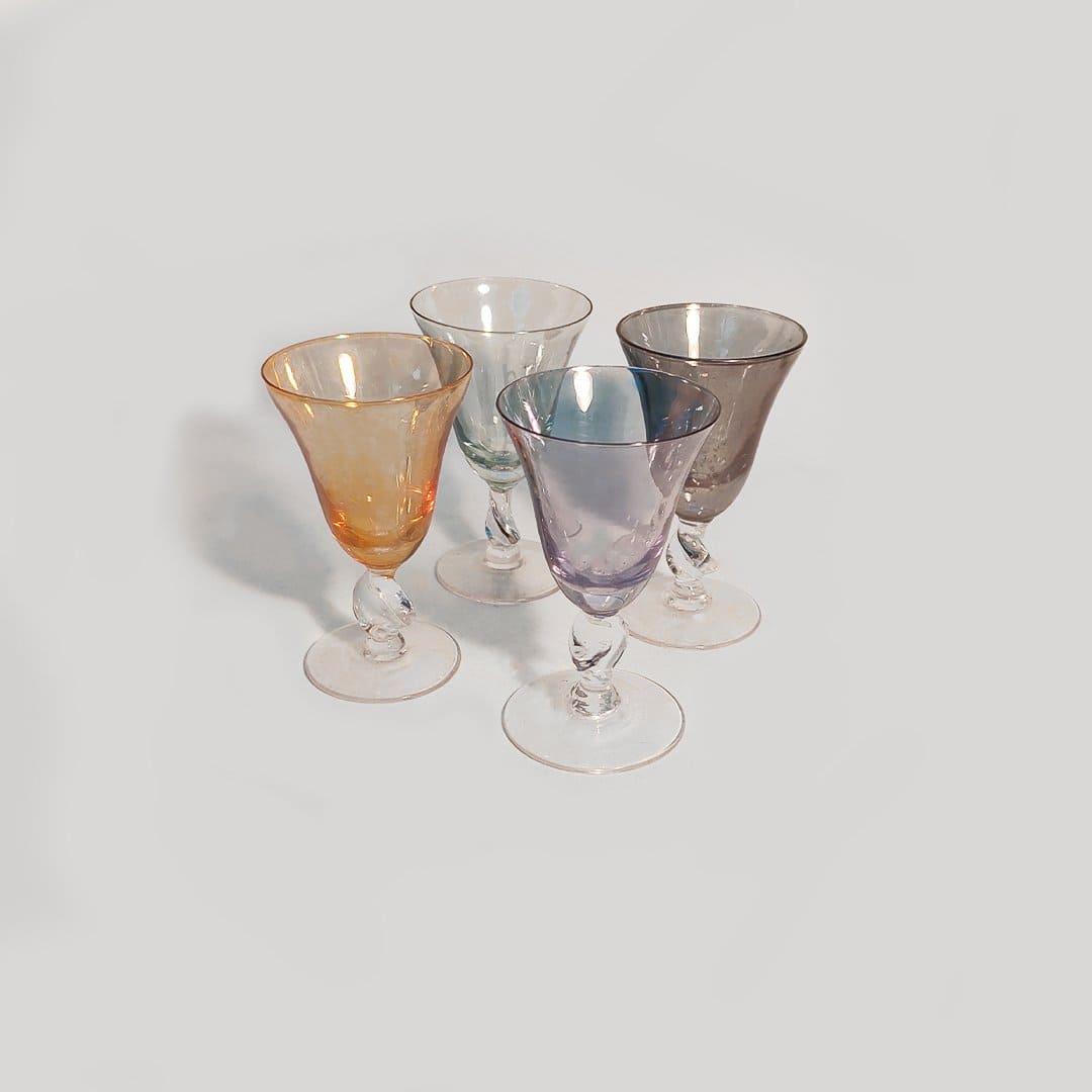 Digestif Glas Muranoglas Orange, Lila, Grau, Jade