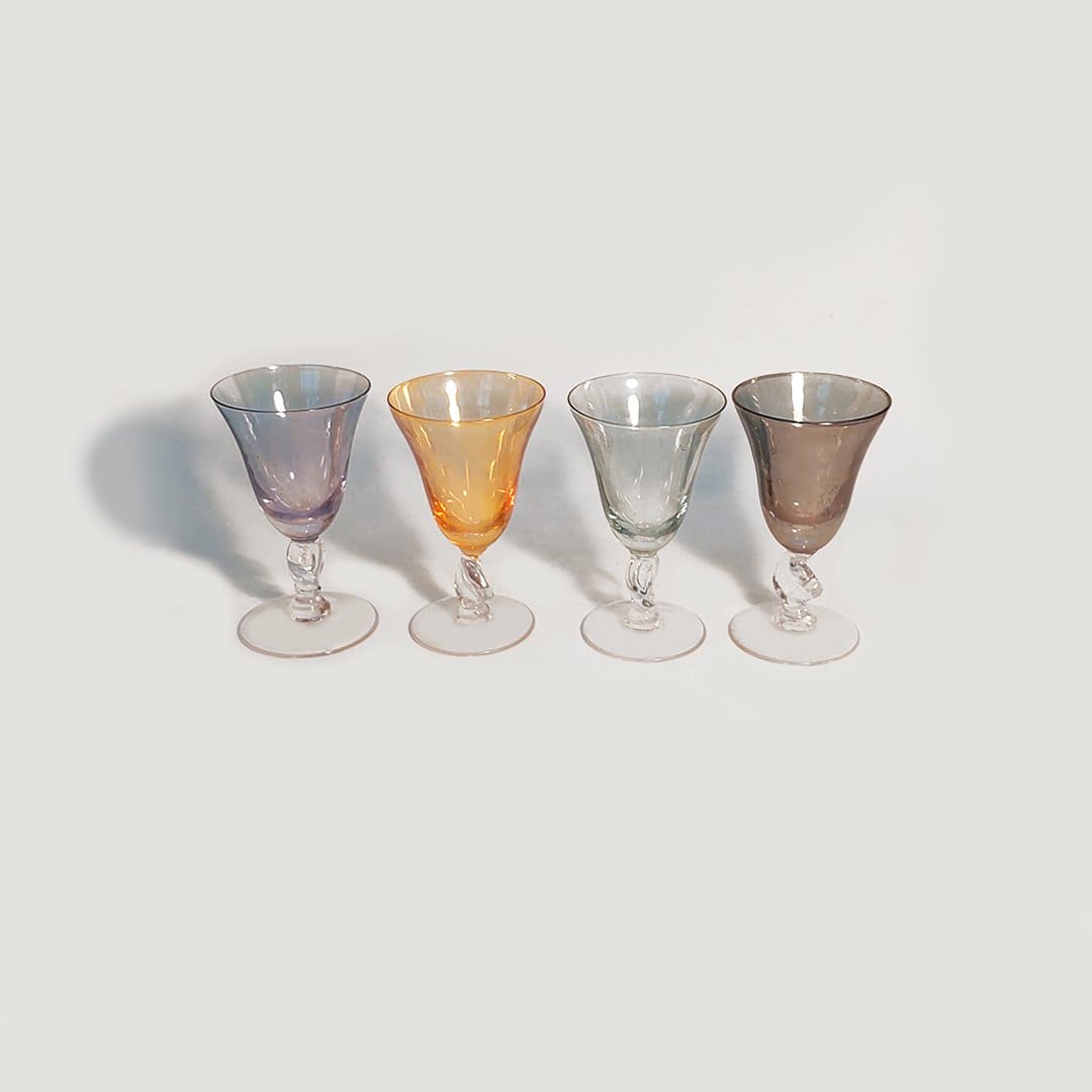 Digestif Glas Muranoglas Orange, Lila, Grau, Jade