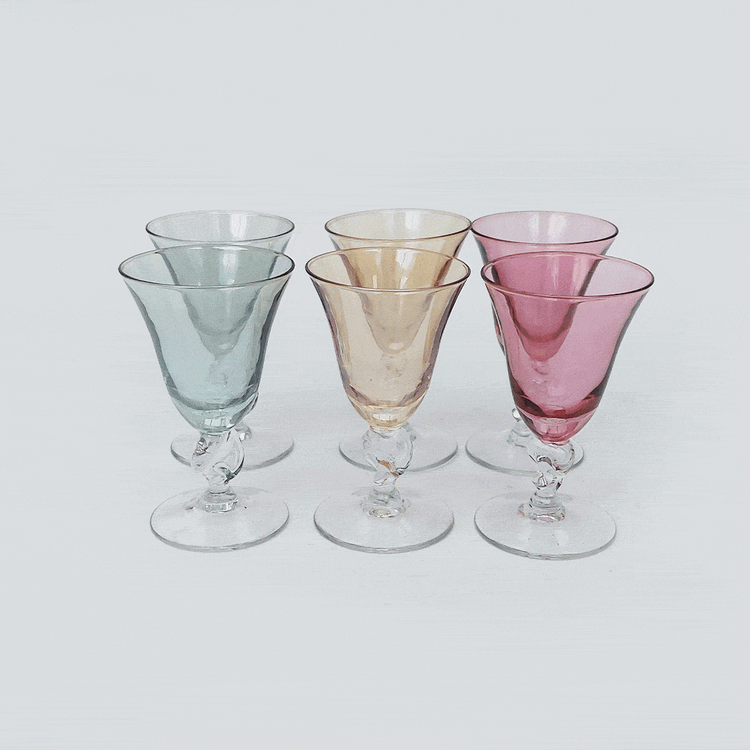 Digestif Glas Muranoglas Orange, Lila, Grau, Jade