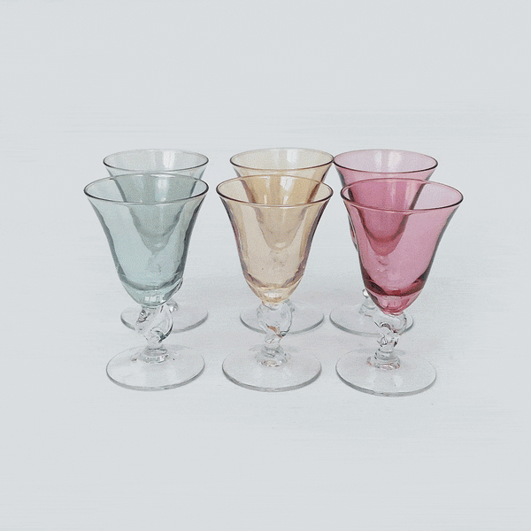Digestif Glas Muranoglas Orange, Lila, Grau, Jade